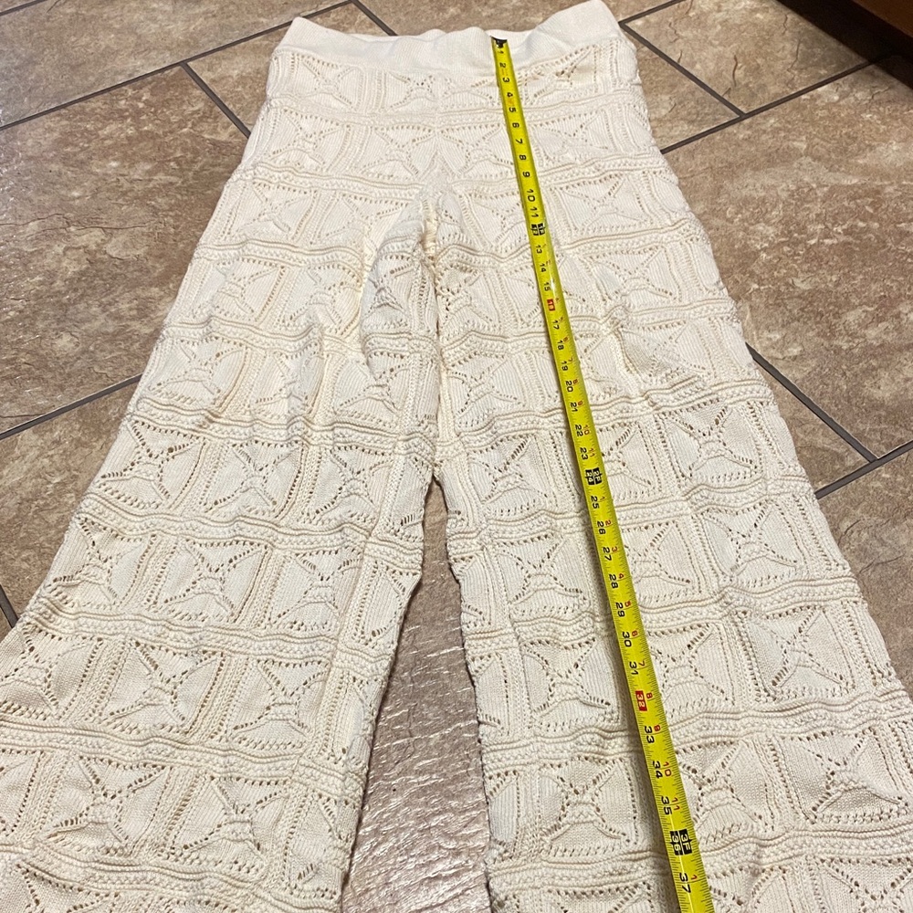 Wide Leg Cream-Colored Pants Chunky Knit Size Medium NWT Spring Fall - Picture 7 of 14